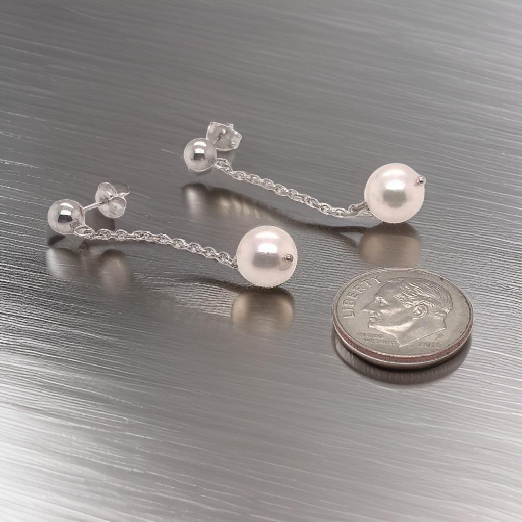 Akoya Pearl Earrings 14 Karat White Gold Certified For Sale 3