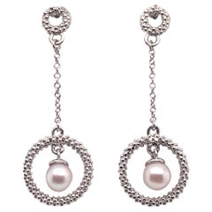 Akoya Pearl Earrings 14 Karat White Gold Certified