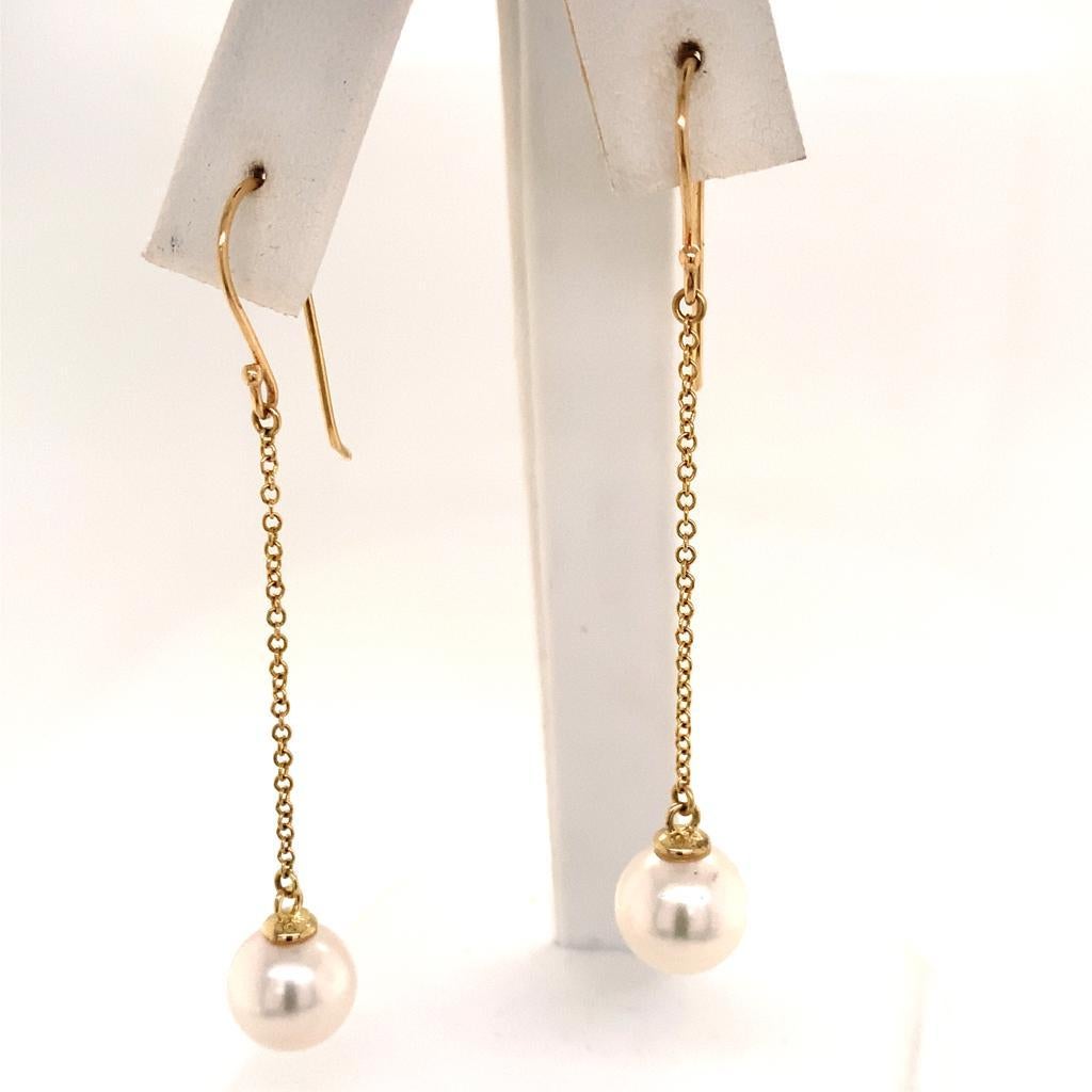 Akoya Pearl Earrings 14 Karat Yellow Gold Certified For Sale 5
