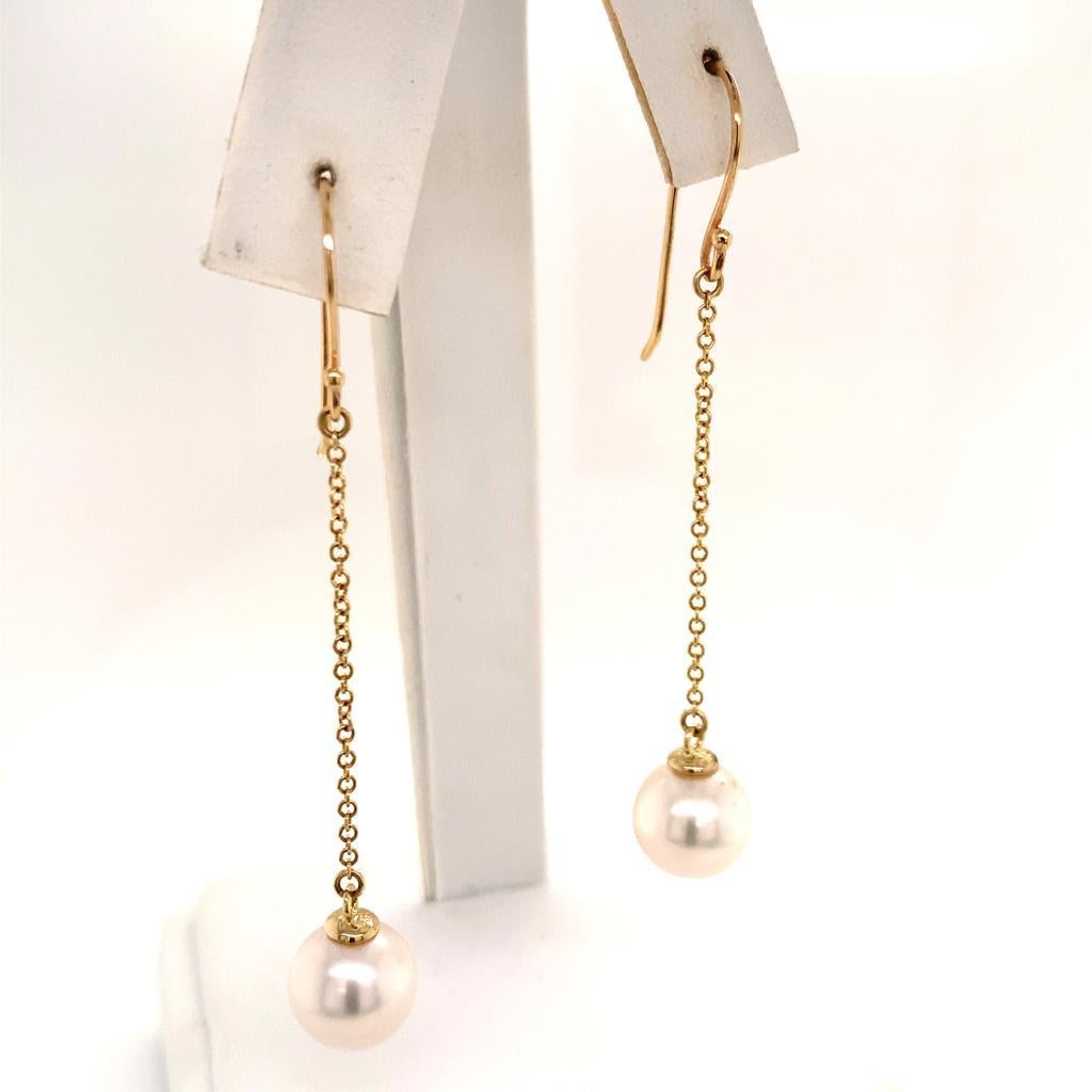 Akoya Pearl Earrings 14 Karat Yellow Gold Certified For Sale 7