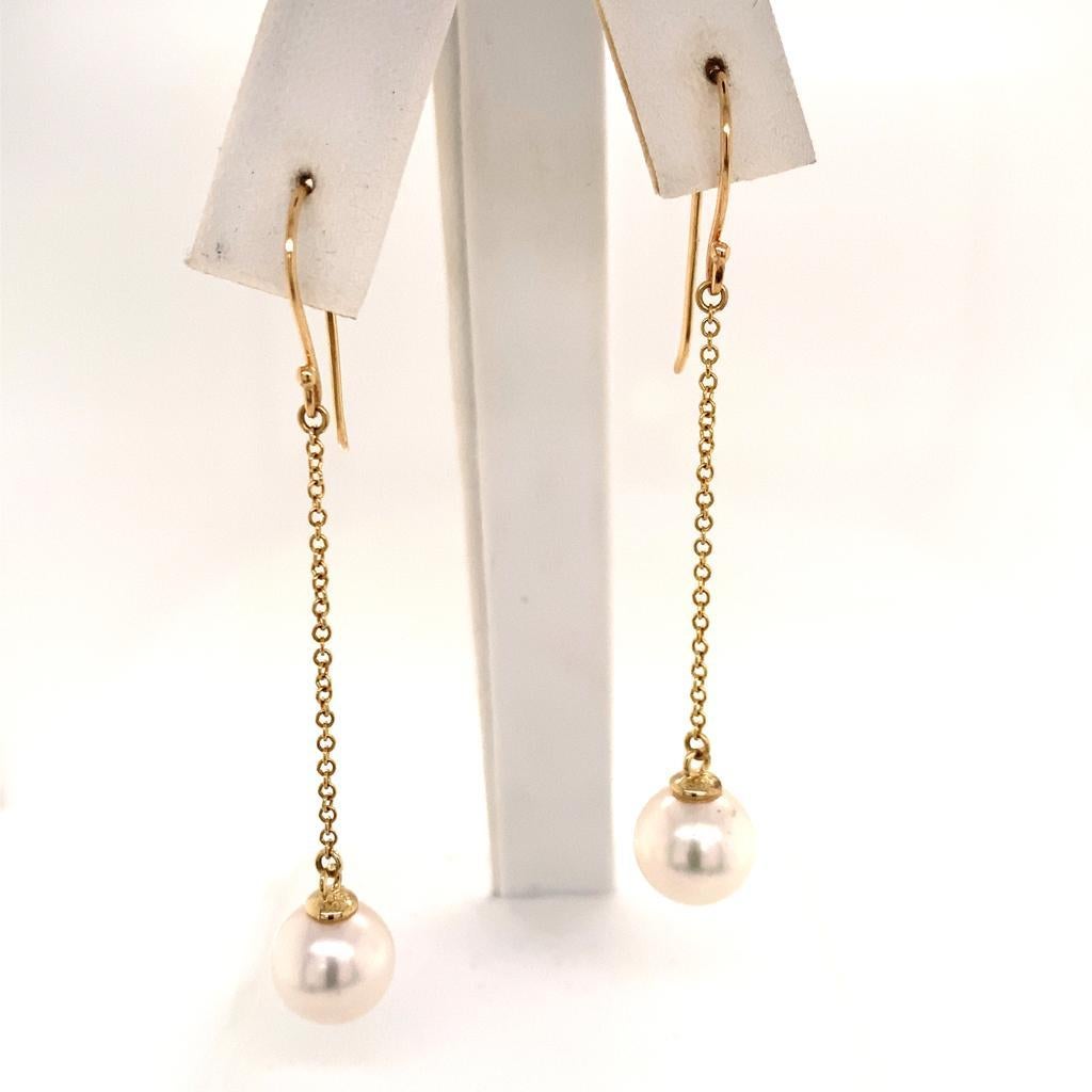 Akoya Pearl Earrings 14 Karat Yellow Gold Certified For Sale 9