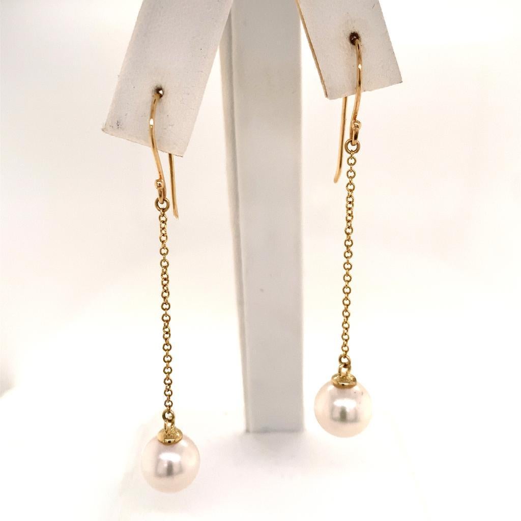 Akoya Pearl Earrings 14 Karat Yellow Gold Certified For Sale 11