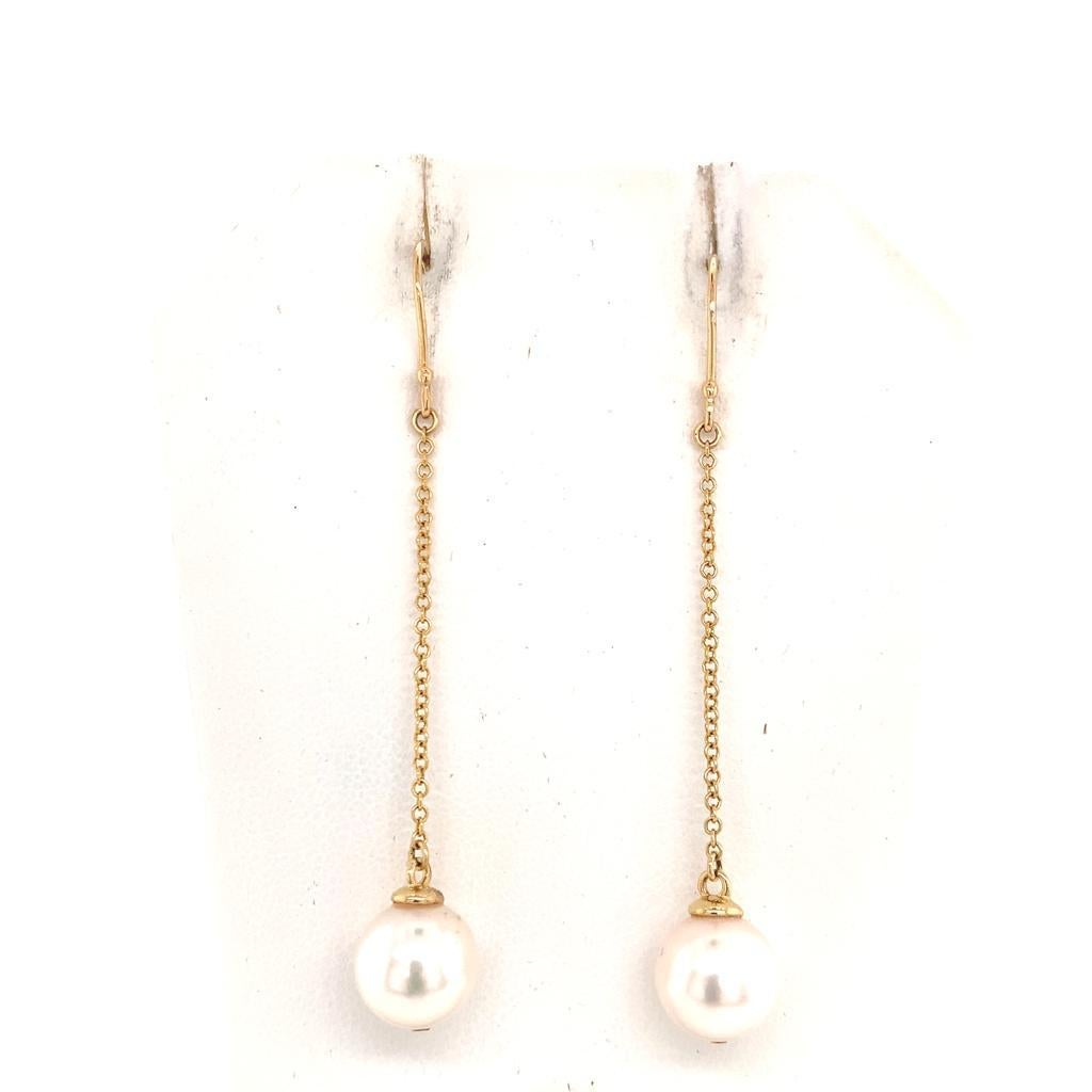 Akoya Pearl Earrings 14 Karat Yellow Gold Certified For Sale 2