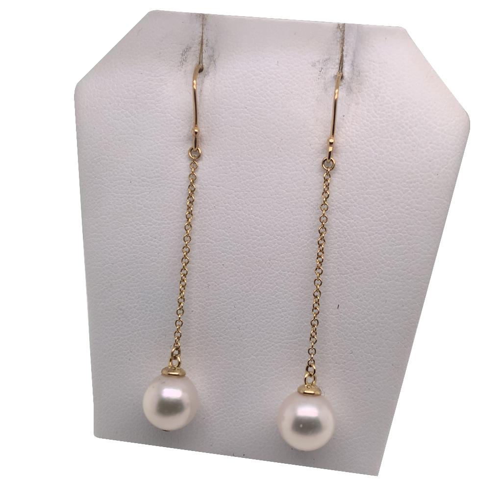 Akoya Pearl Earrings 14 Karat Yellow Gold Certified For Sale 4