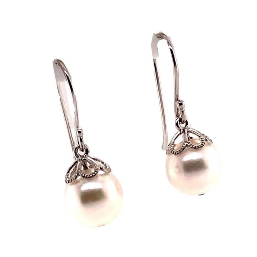 Orecchini di perle Akoya in oro bianco 14 kt certificato In condizioni Nuovo in vendita a Brooklyn, NY