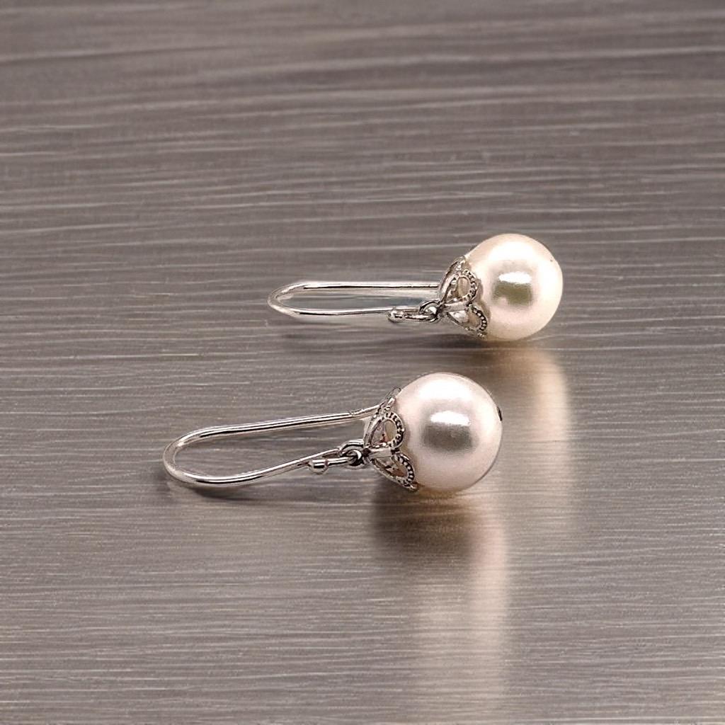 Donna Orecchini di perle Akoya in oro bianco 14 kt certificato in vendita