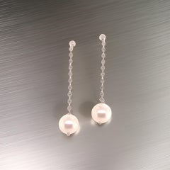 Fine Quality Japanese Akoya Pearl Earrings set in14k Gold 8.44 mm Certified