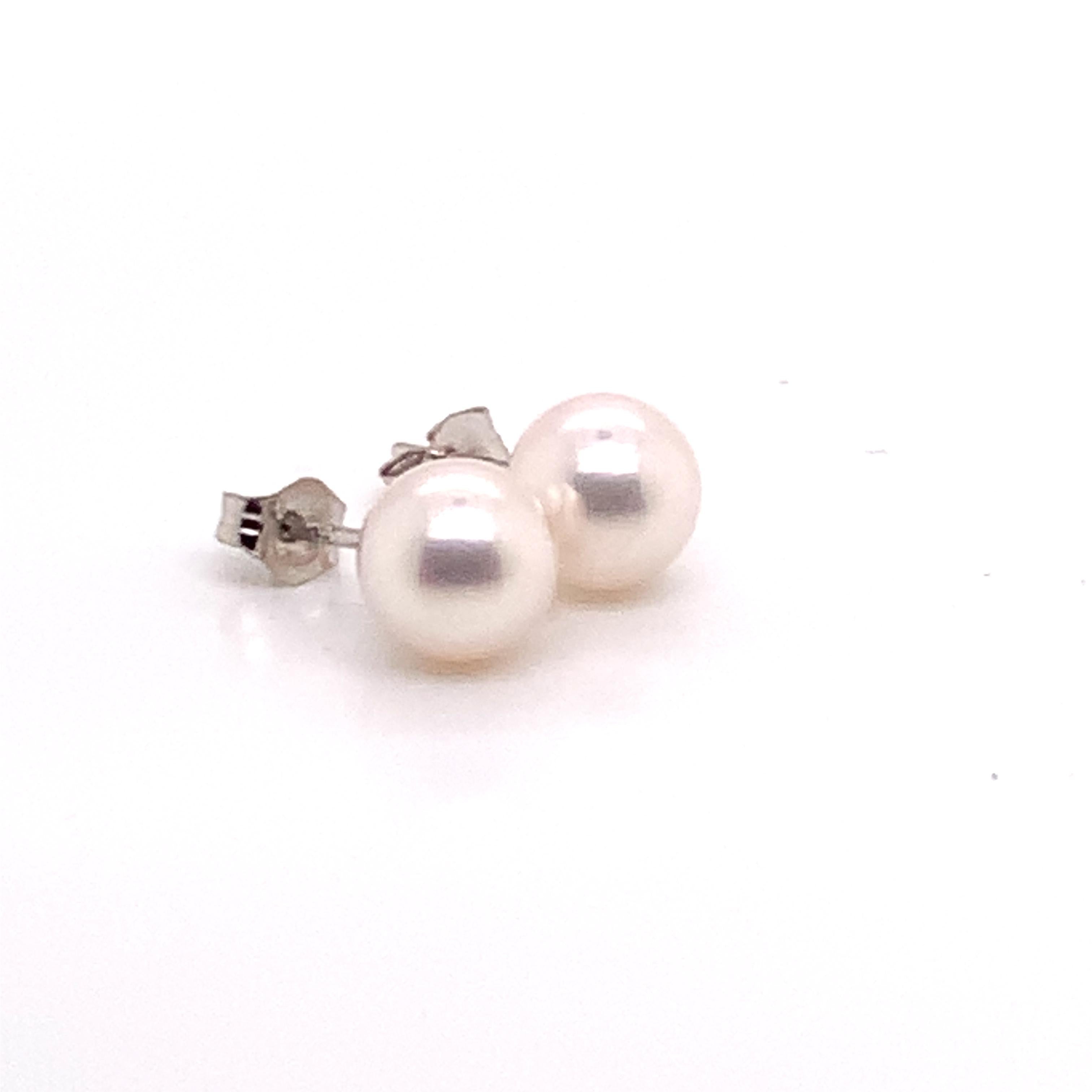 Akoya-Perlen-Ohrringe 14k Weißgold 6,97 mm zertifiziert im Angebot 6