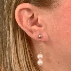 Pendientes Perla Akoya Oro Blanco 14k Certificado