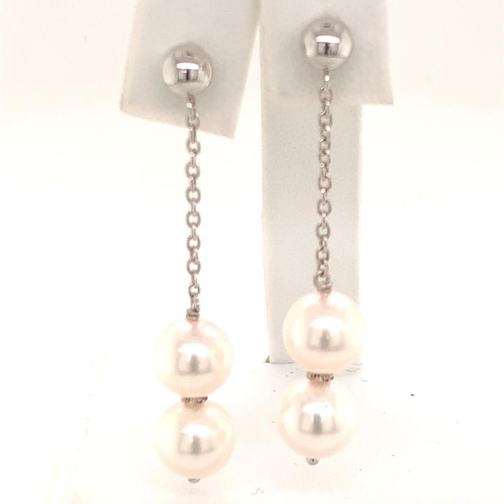 Orecchini di perle Akoya in oro bianco 14k certificati in vendita 6