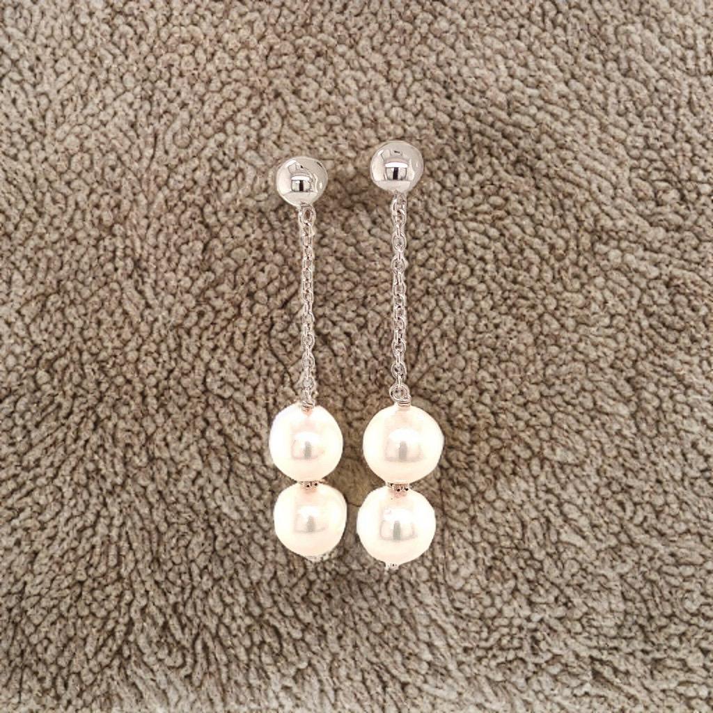 Orecchini di perle Akoya in oro bianco 14k certificati in vendita 5