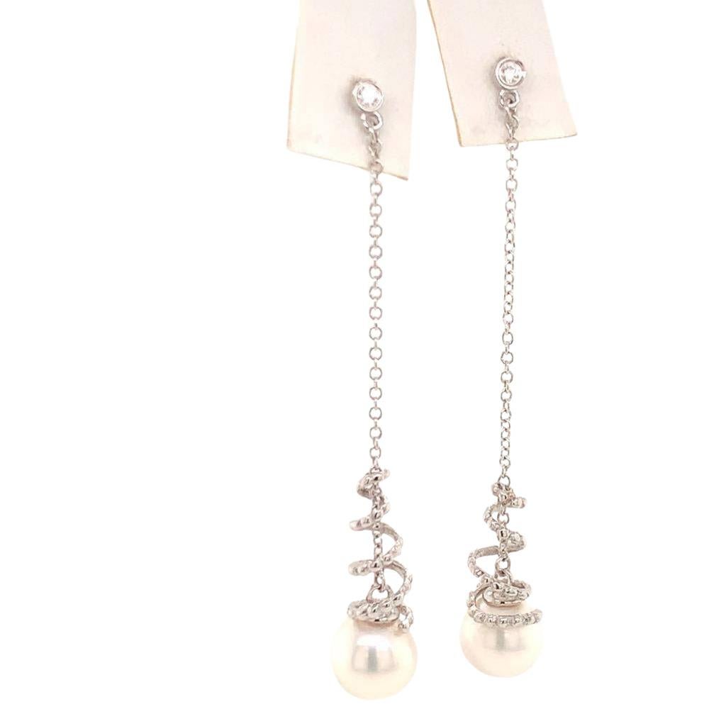 Orecchini di perle Akoya in oro bianco 14k certificati in vendita 7