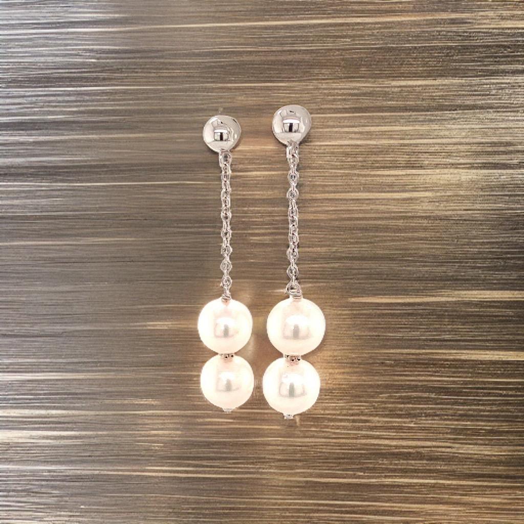 Orecchini di perle Akoya in oro bianco 14k certificati in vendita 4