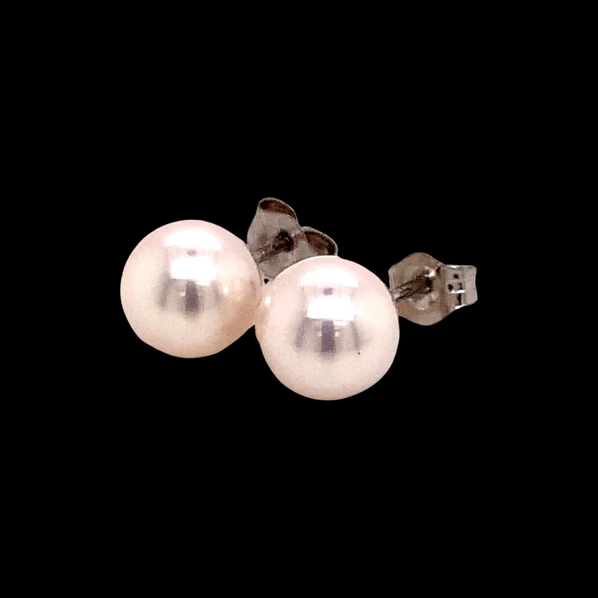 Akoya Pearl Earrings 14k White Gold Certified For Sale 9