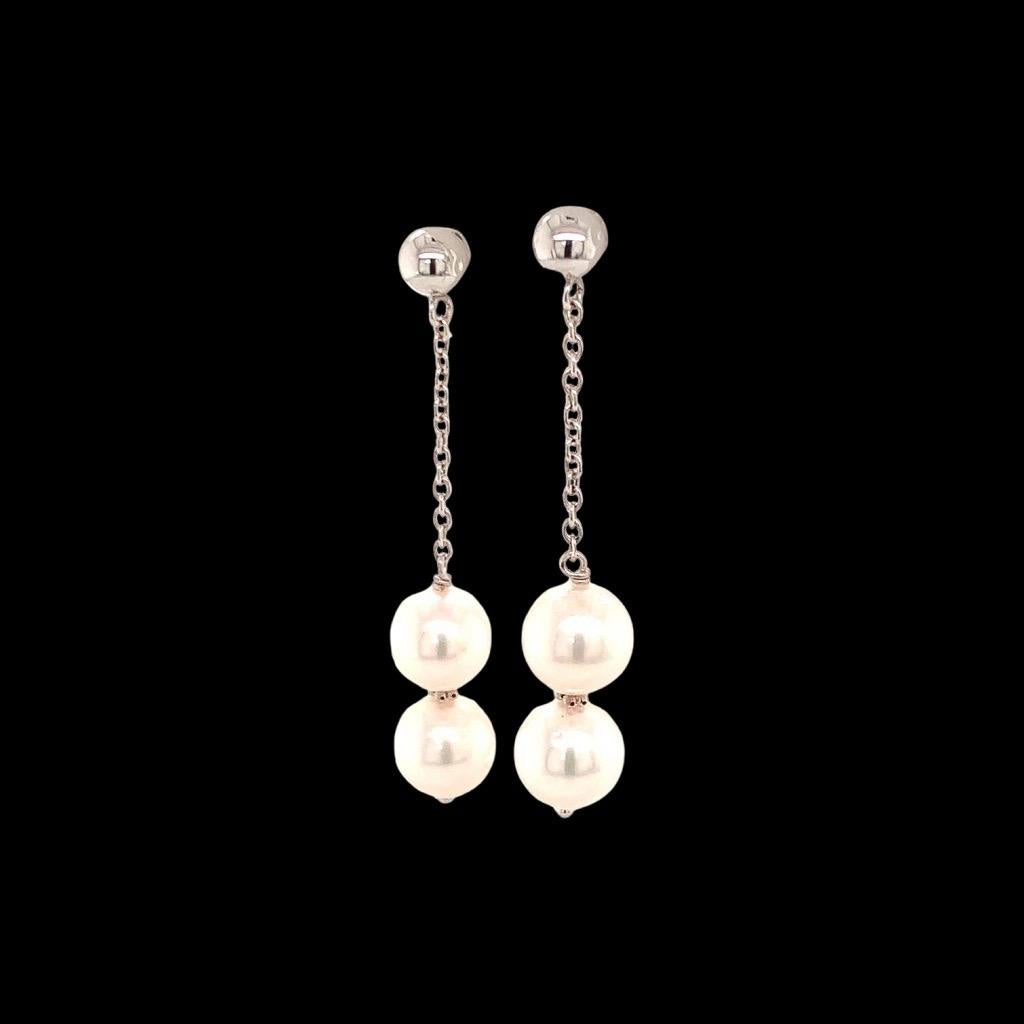 Donna Orecchini di perle Akoya in oro bianco 14k certificati in vendita