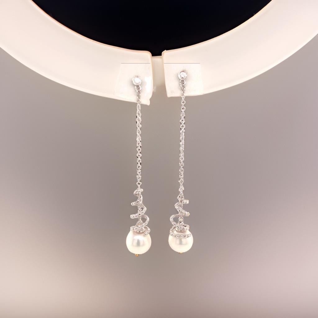 Orecchini di perle Akoya in oro bianco 14k certificati in vendita 4