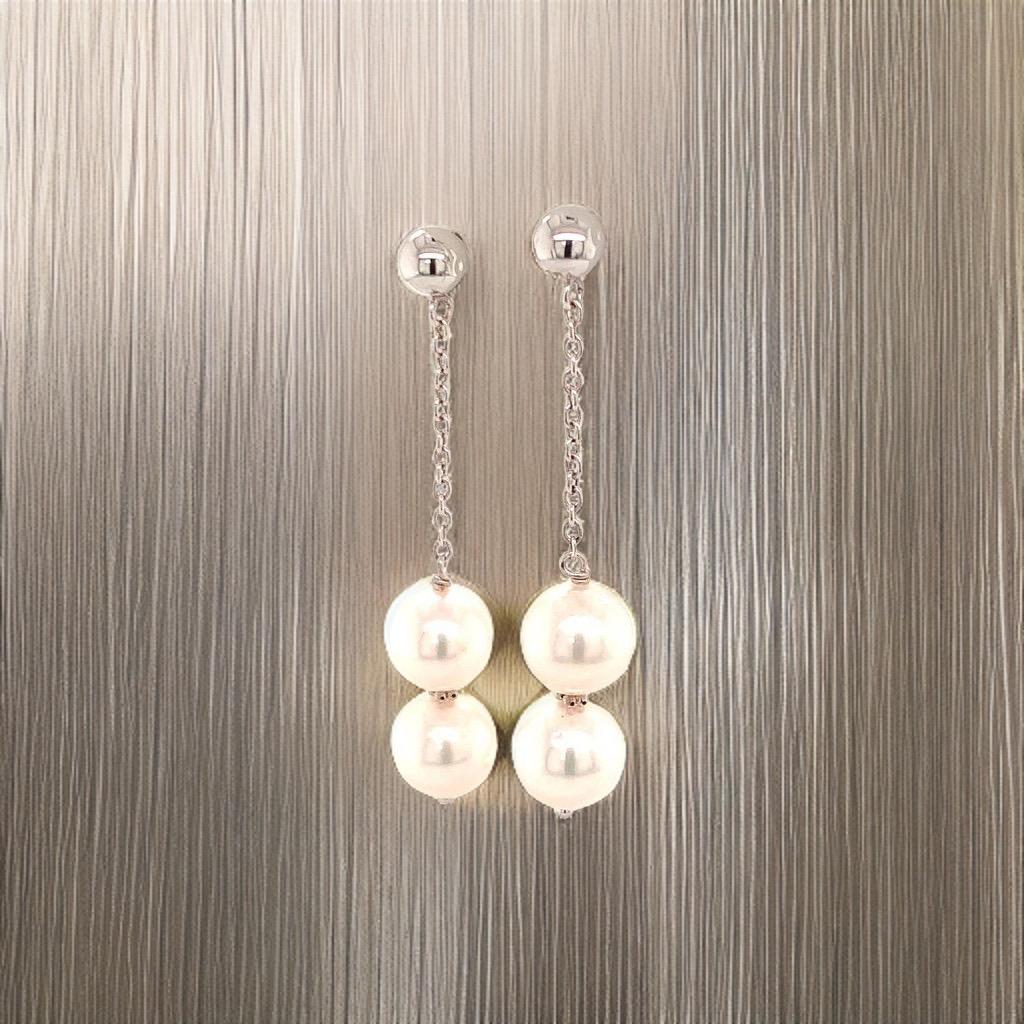 Orecchini di perle Akoya in oro bianco 14k certificati in vendita 7