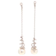 Boucles d'oreilles Akoya en or blanc 14 carats certifié