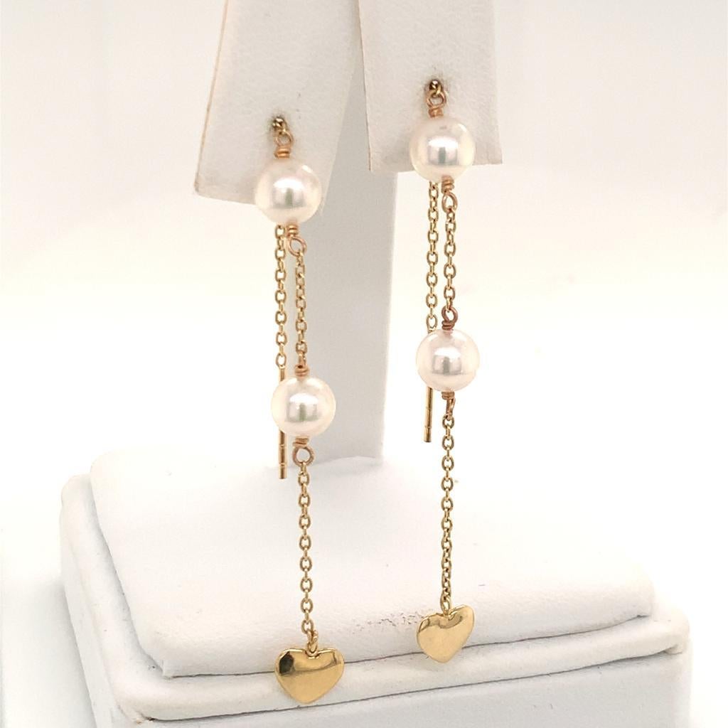 Akoya Pearl Earrings 14k Yellow Gold Certified In New Condition For Sale In Brooklyn, NY