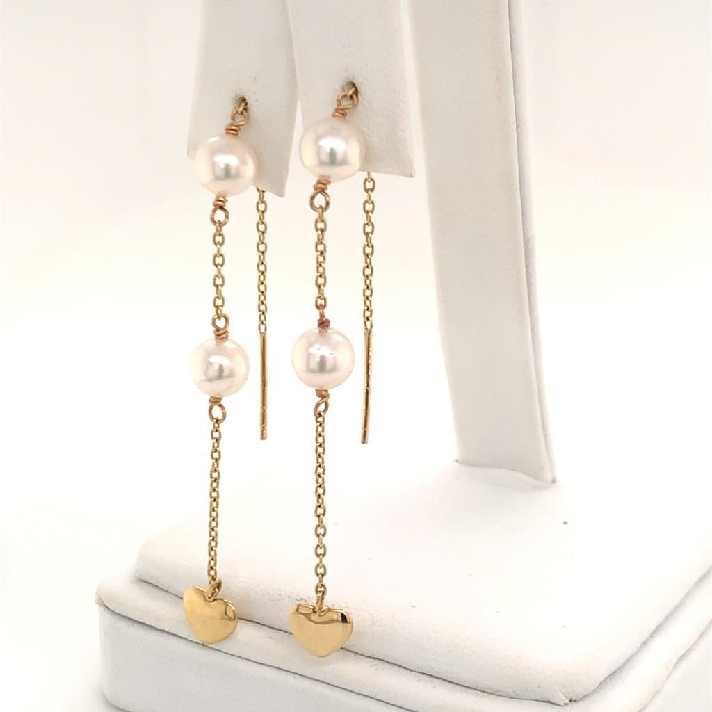 Akoya Pearl Earrings 14k Yellow Gold Certified For Sale 1