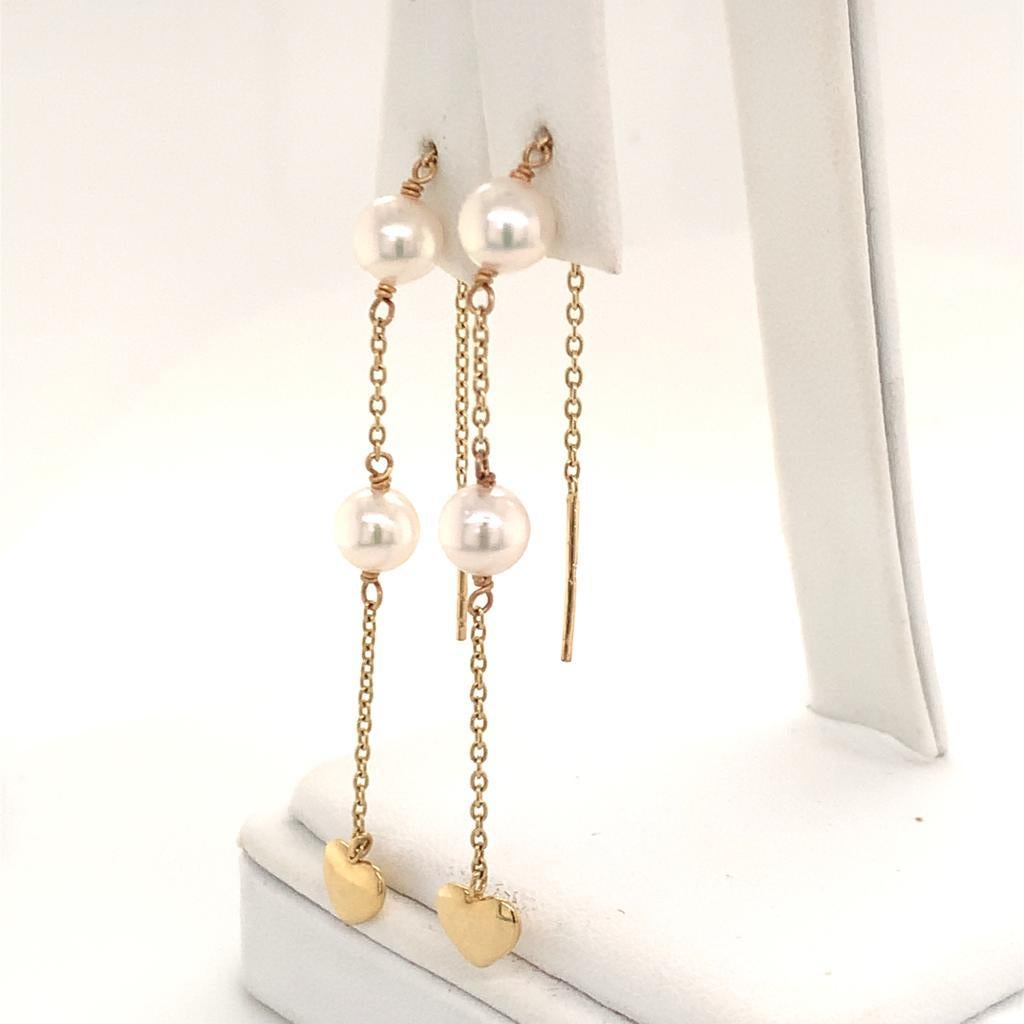 Akoya Pearl Earrings 14k Yellow Gold Certified For Sale 2