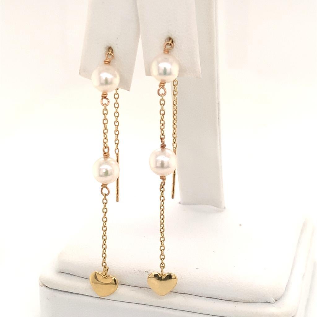 Akoya Pearl Earrings 14k Yellow Gold Certified For Sale 3