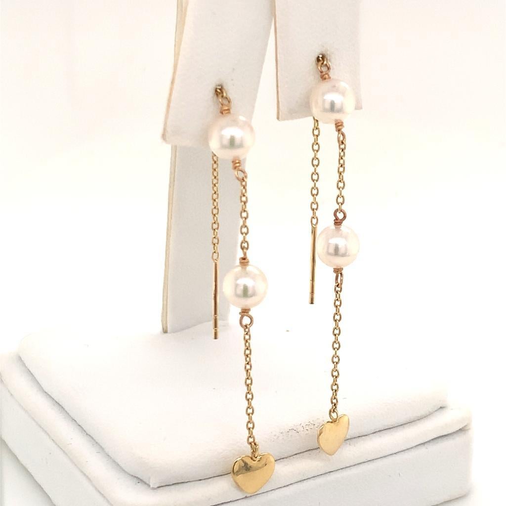 Akoya Pearl Earrings 14k Yellow Gold Certified For Sale 4