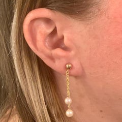 Pendientes Perla Akoya Oro Amarillo 14k Certificado