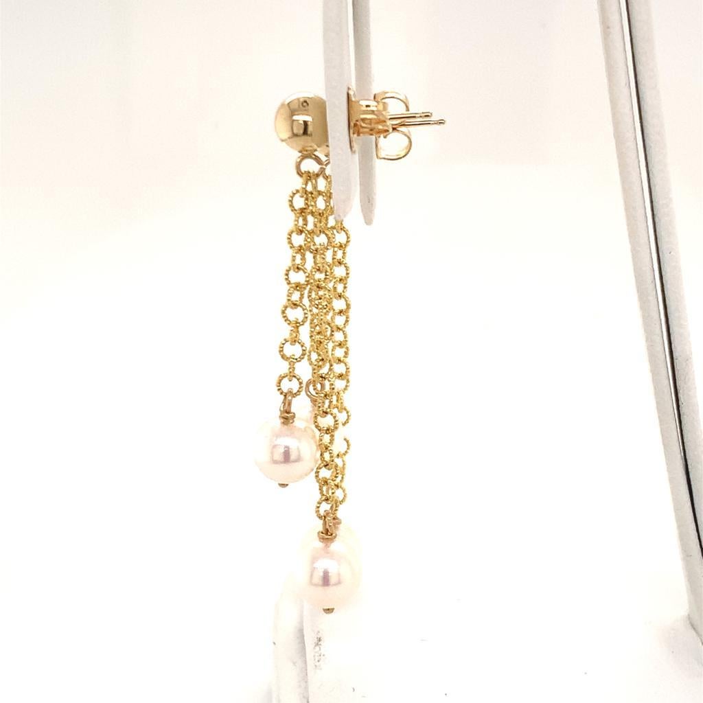 Akoya Pearl Earrings 14k Yellow Gold Certified In New Condition For Sale In Brooklyn, NY