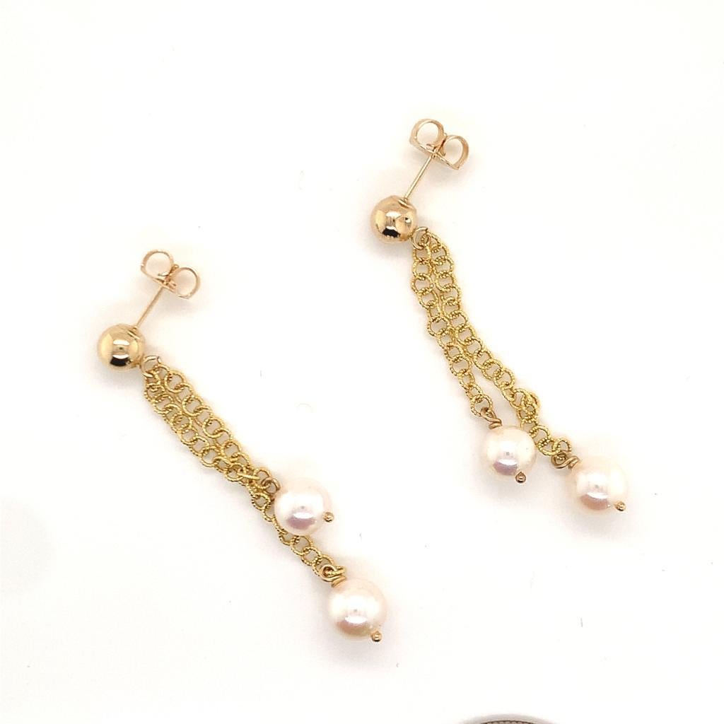 Akoya Pearl Earrings 14k Yellow Gold Certified For Sale 1