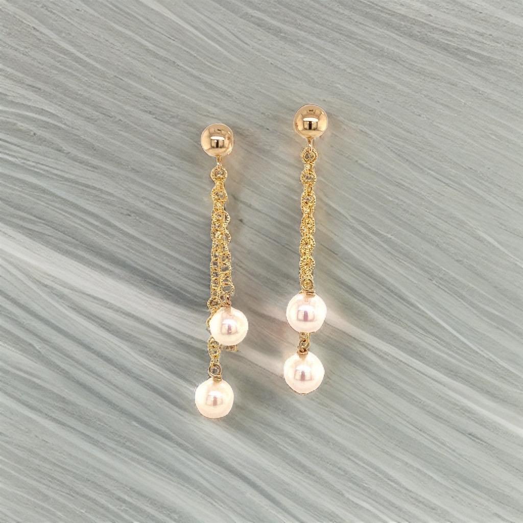 Boucles d'oreilles Akoya en or jaune 14 carats certifié en vente 6