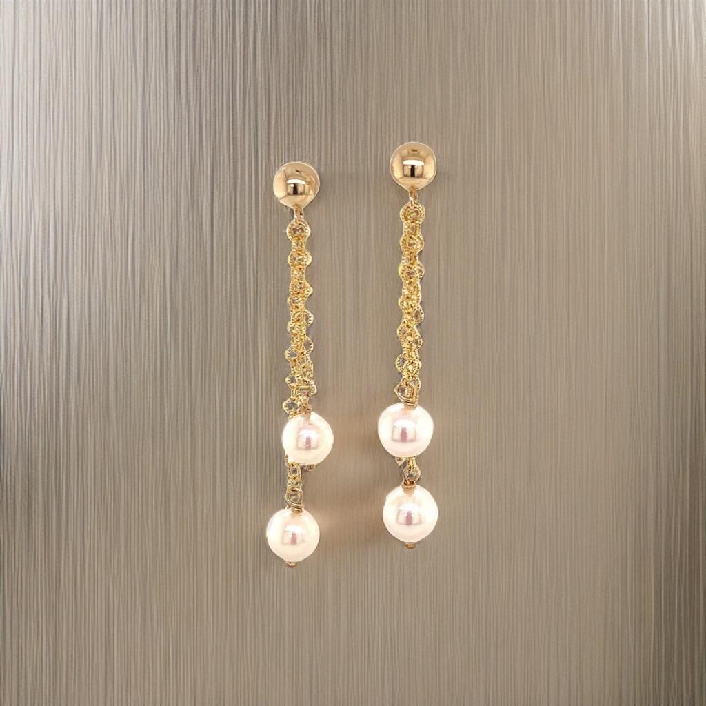 Boucles d'oreilles Akoya en or jaune 14 carats certifié en vente 7