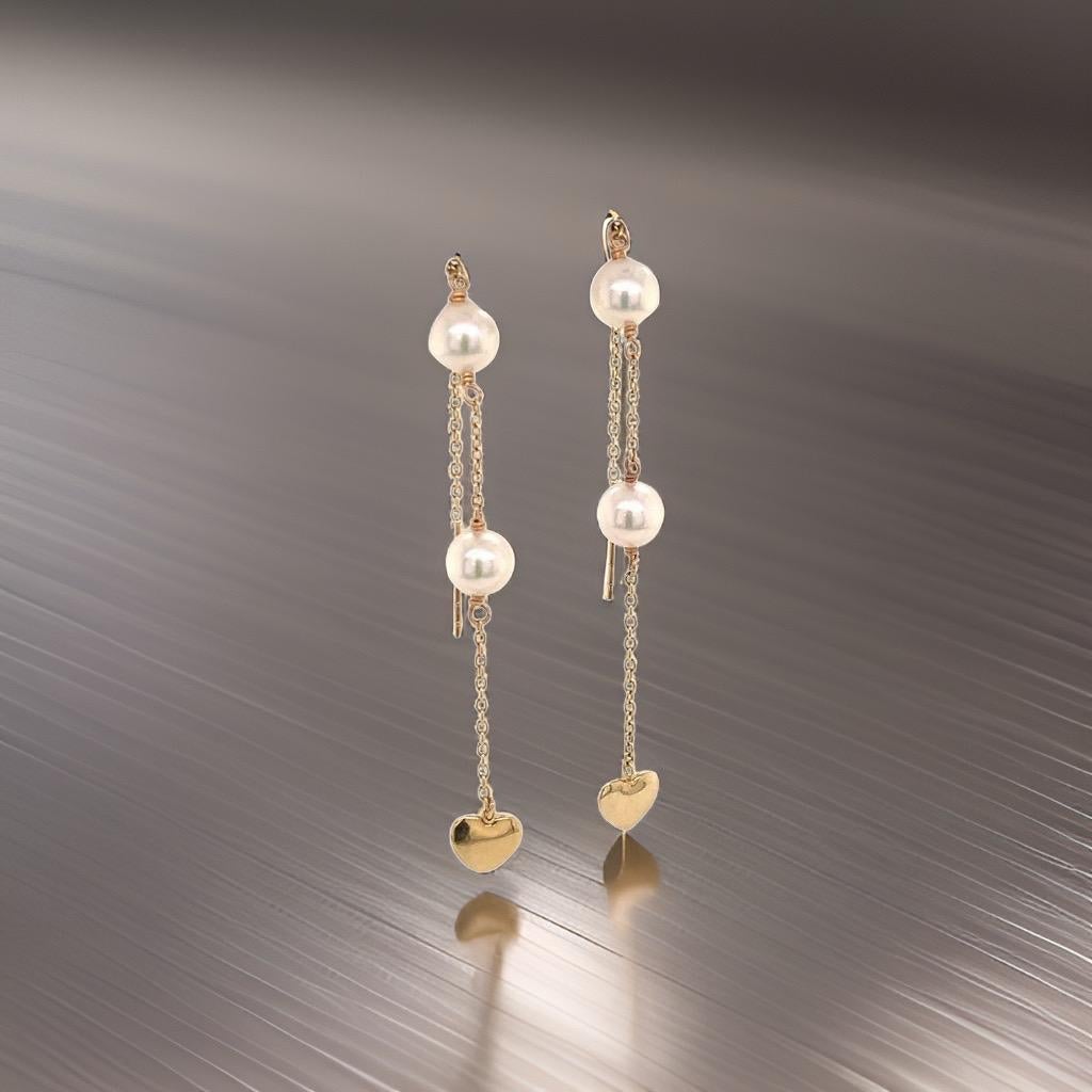 Boucles d'oreilles Akoya en or jaune 14 carats certifié Pour femmes en vente