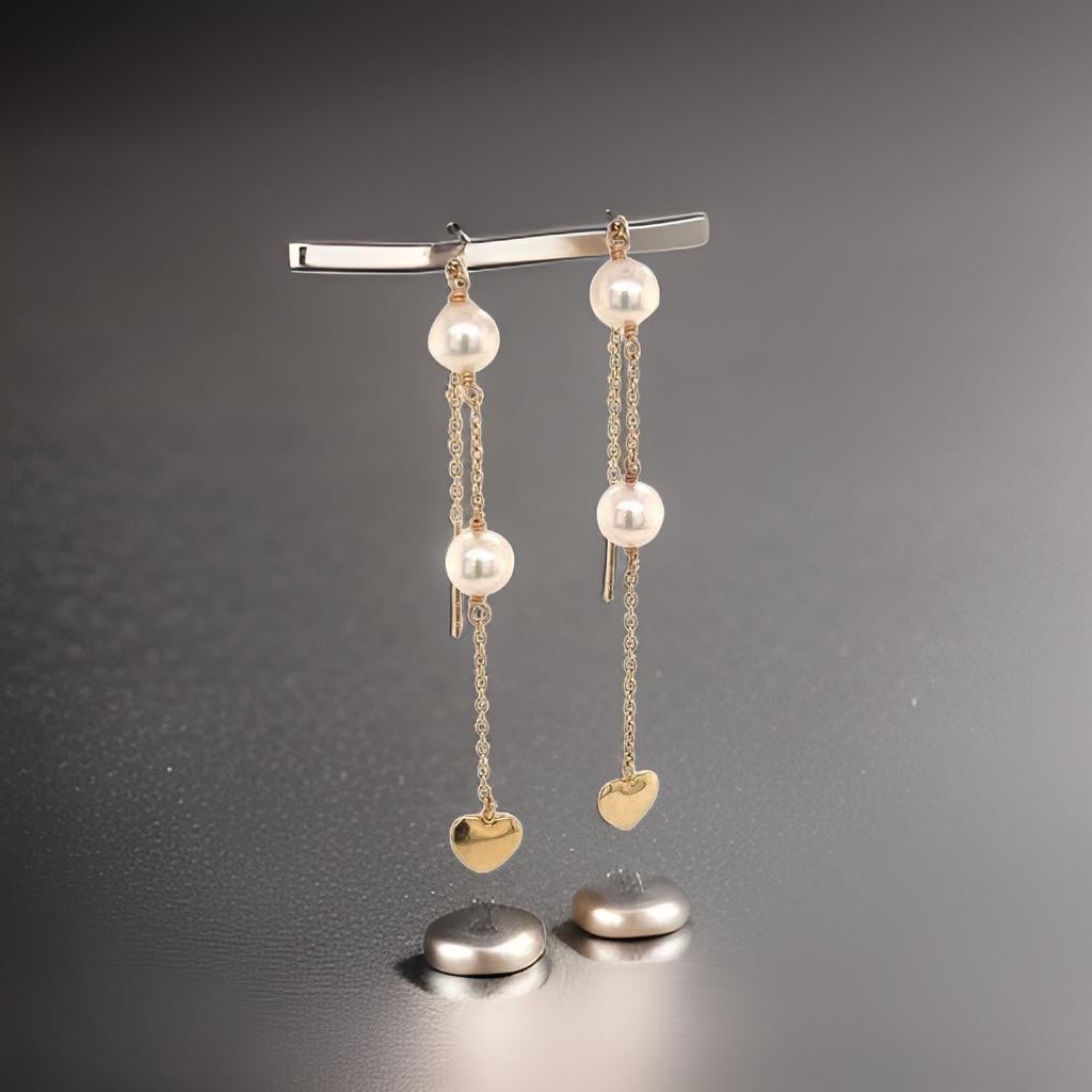 Boucles d'oreilles Akoya en or jaune 14 carats certifié en vente 3