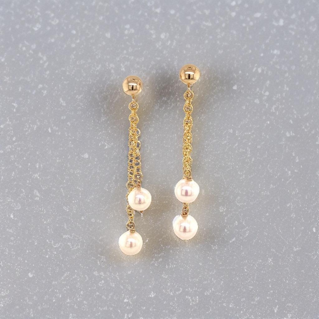 Boucles d'oreilles Akoya en or jaune 14 carats certifié en vente 4