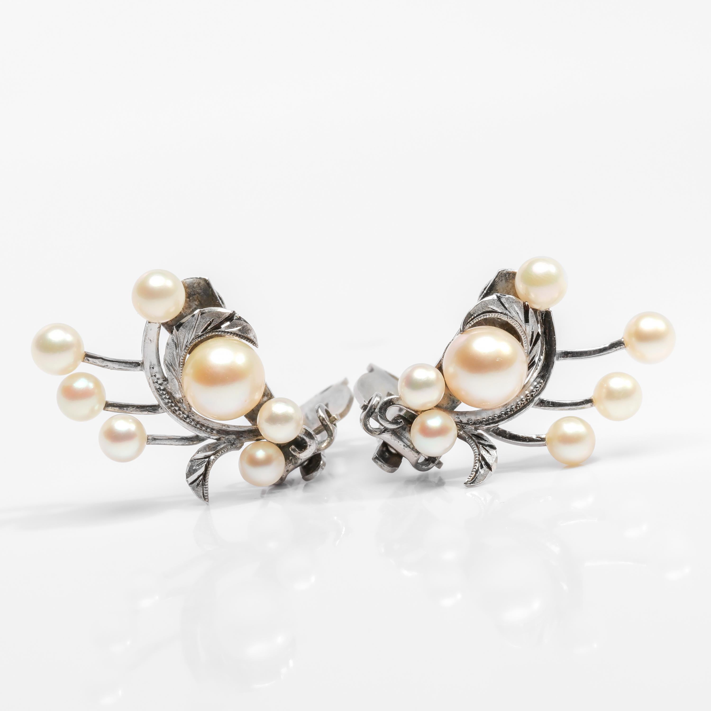 Uncut Akoya Pearl Earrings Gump's Midcentury