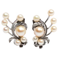 Boucles d'oreilles en perles d'Akoya Gump's Midcentury