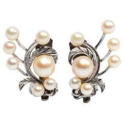 Vintage Akoya Pearl Earrings Gump's Midcentury