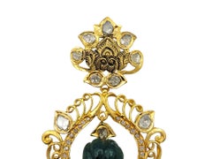 Akoya Pearl, Emerald and Diamond Chandelier Earrings in 22 Karat Yellow Gold