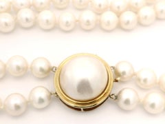 Akoya Pearl GIA Dual Strand 28" Necklace w/ 14k Yellow Gold Clasp & Mabe Pearl