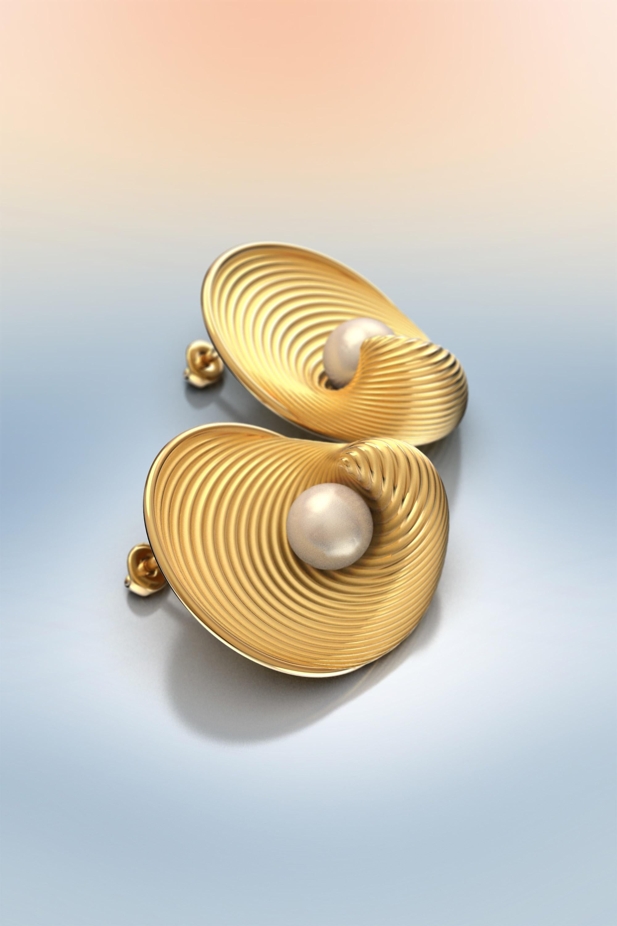 Akoya-Perlen-Ohrringe aus 18 Karat Gold, entworfen und gefertigt in Italien  Oltremare Gioielli (Kugelschliff) im Angebot