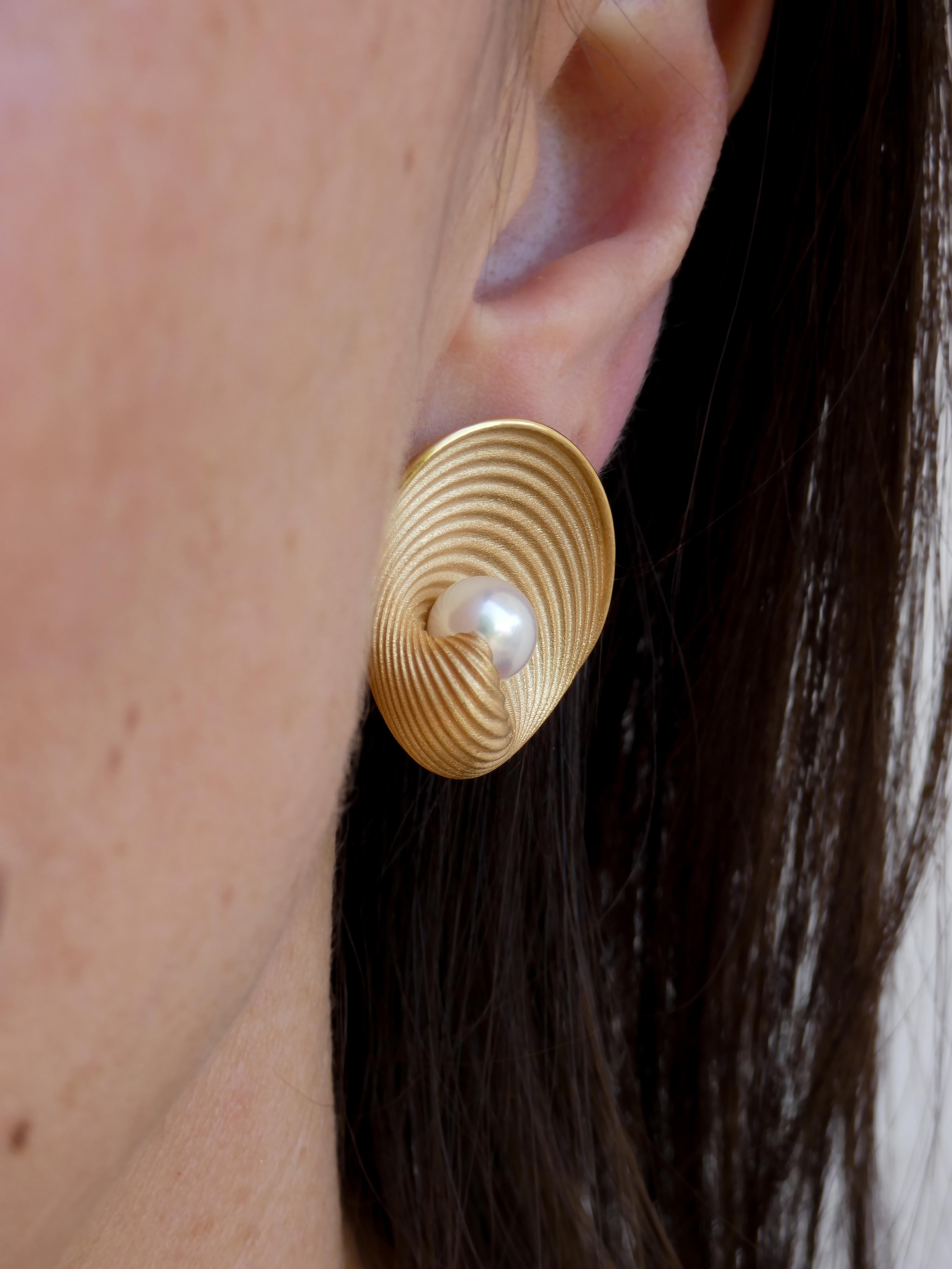 Akoya Pearl 18k Gold Earrings Designed and Crafted in Italy  Oltremare Gioielli In New Condition For Sale In Camisano Vicentino, VI