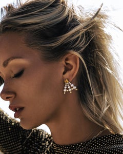 Laura Gallon Graduated Akoya Pearl and Mandarin Garnet Earrings