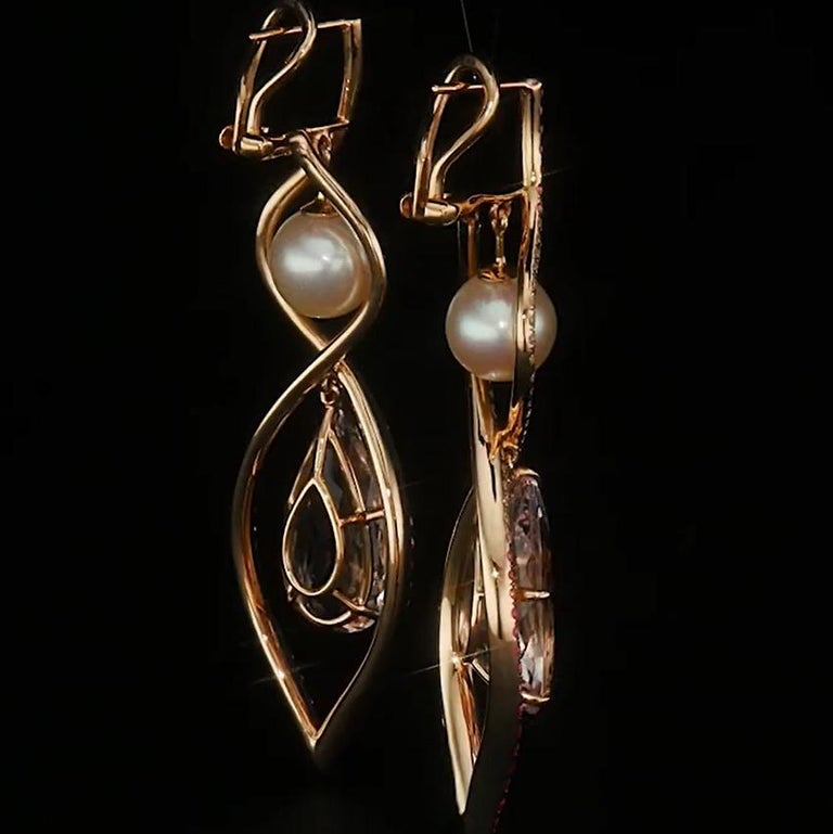 Kyoto Pink Sapphire and Akoya Pearl Earrings main image 1