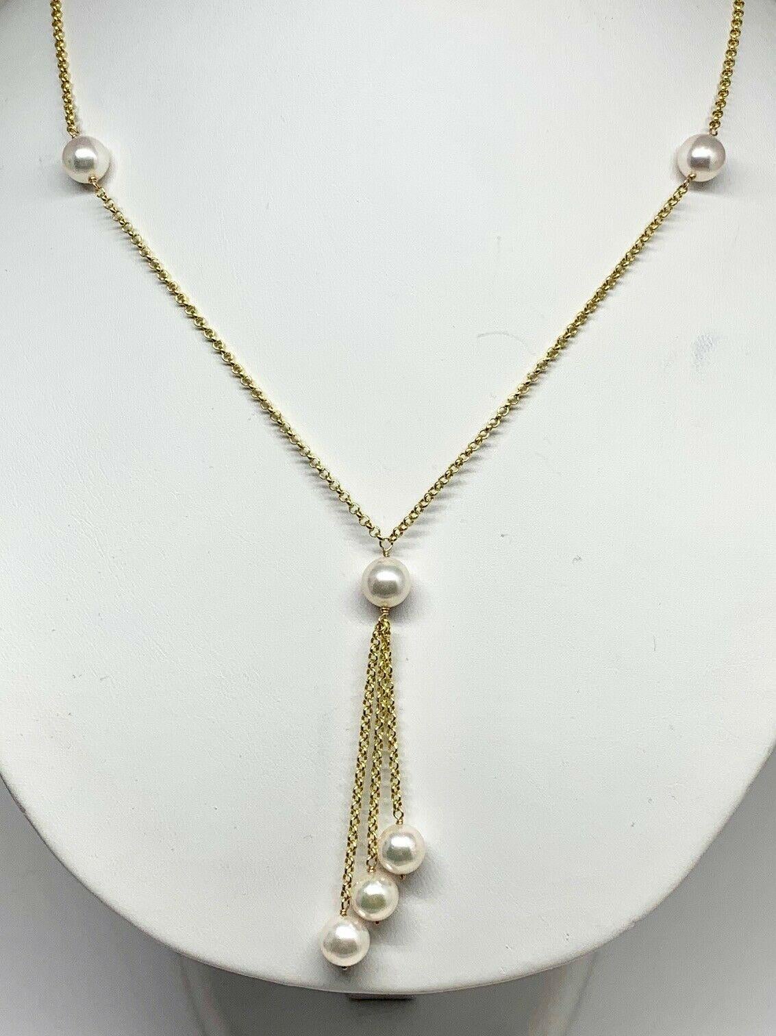 Akoya Pearl Necklace 14 Karat Gold Women Certified In New Condition In Brooklyn, NY