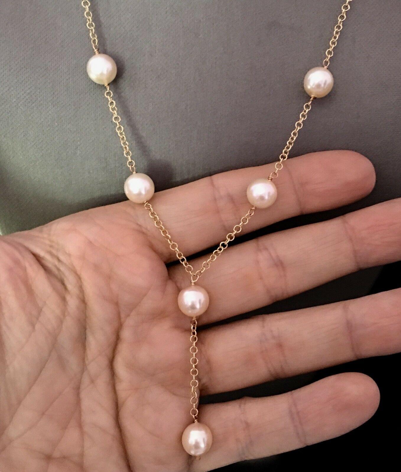 Akoya Pearl Necklace 14 Karat Gold Large Italy Certified In New Condition For Sale In Brooklyn, NY