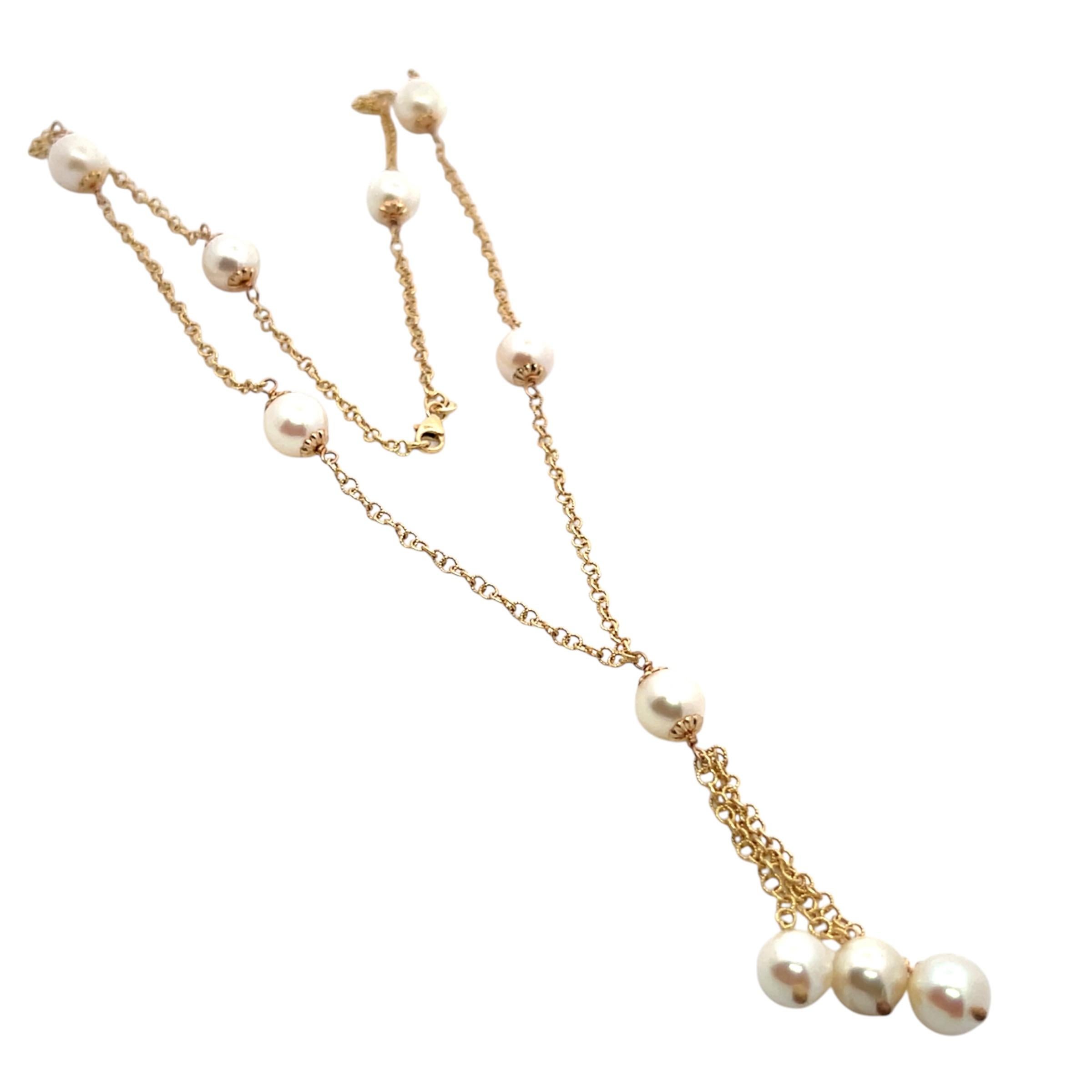Akoya Pearl Necklace 14 Karat Gold Women Certified For Sale 14