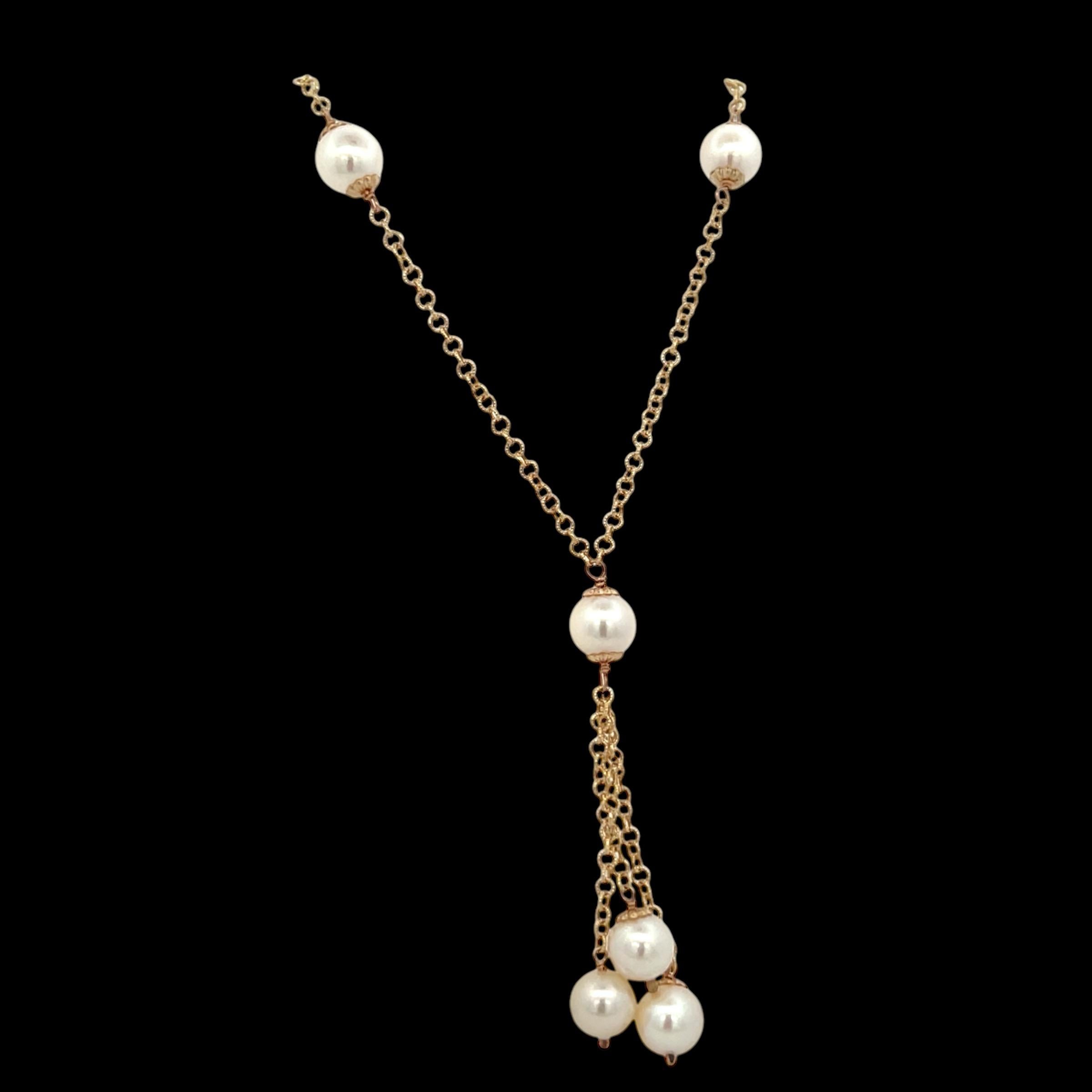 Akoya Pearl Necklace 14 Karat Gold Women Certified For Sale 10