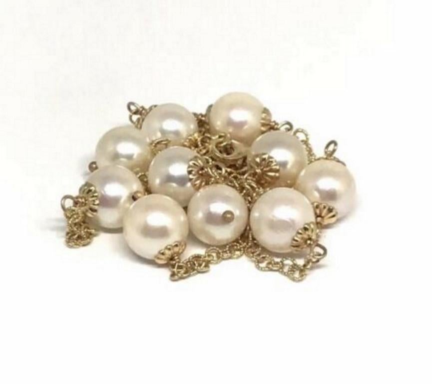 Akoya Pearl Necklace 14 Karat Gold Women Certified In New Condition For Sale In Brooklyn, NY