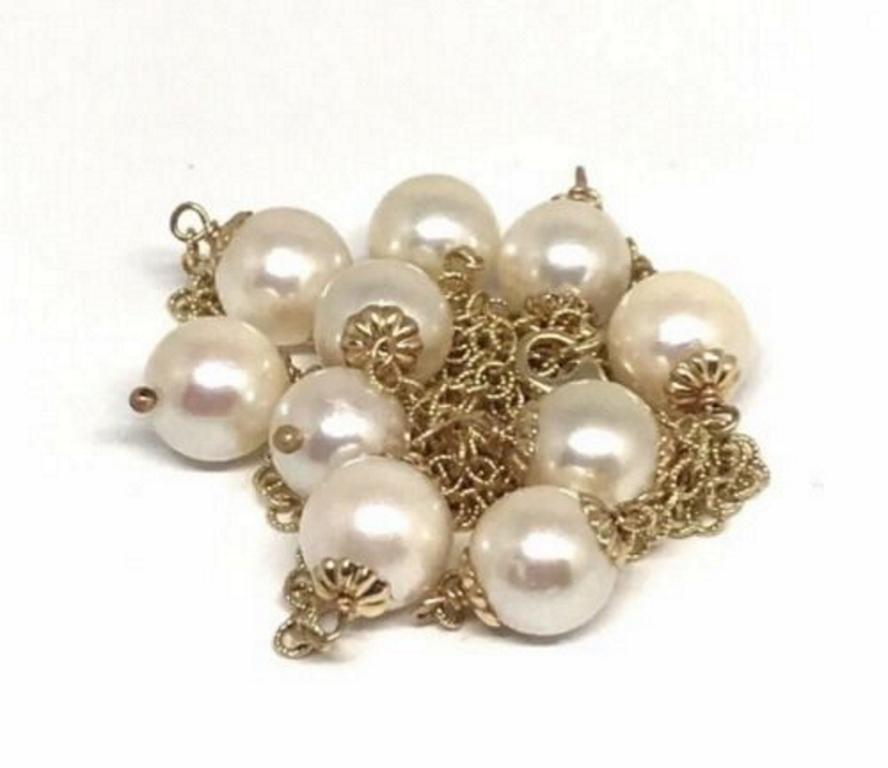 Akoya Pearl Necklace 14 Karat Gold Women Certified For Sale 4